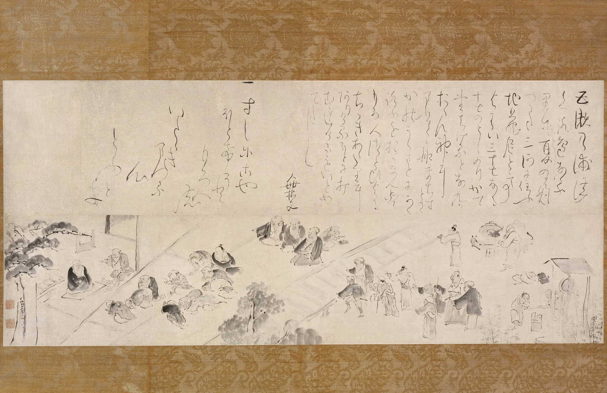 Group Pilgrimage to the Jizo Nun, by Ike no Taiga, ink, 1760
