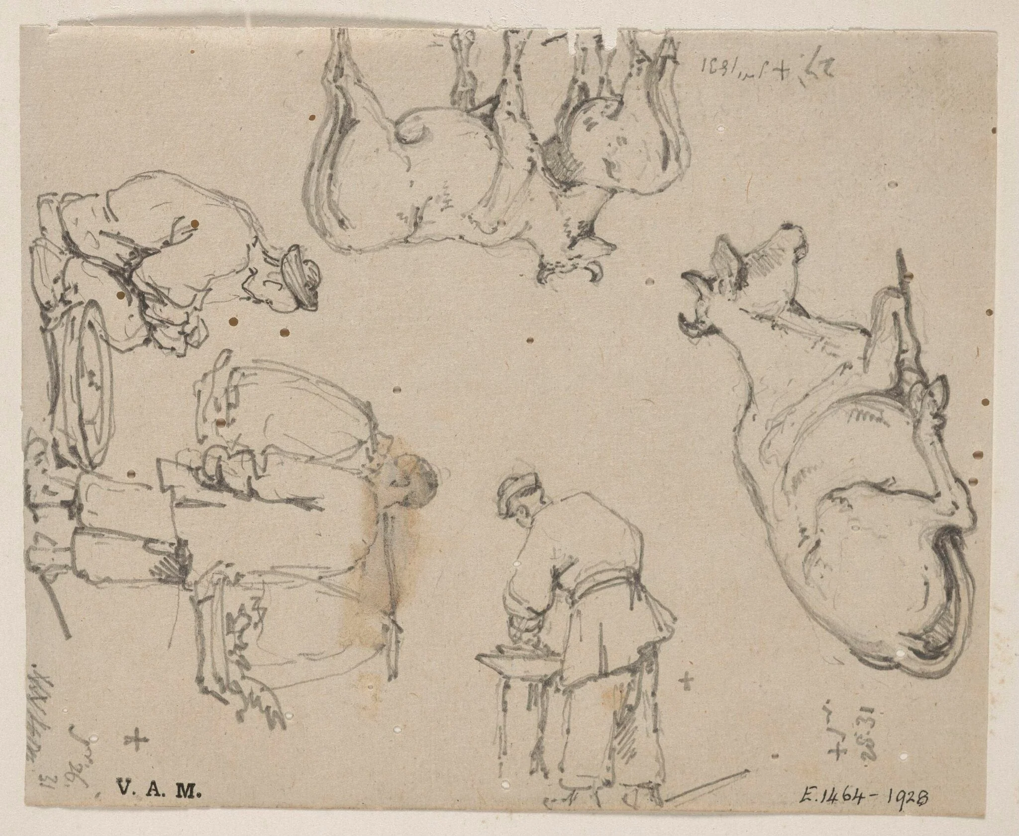 Chinese figures and cattle, by George Chinnery, 14