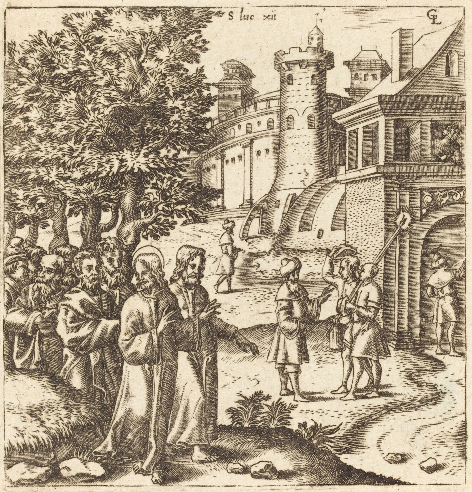 Christ Teaching the Multitude, by Léonard Gaultier, ink, 1578