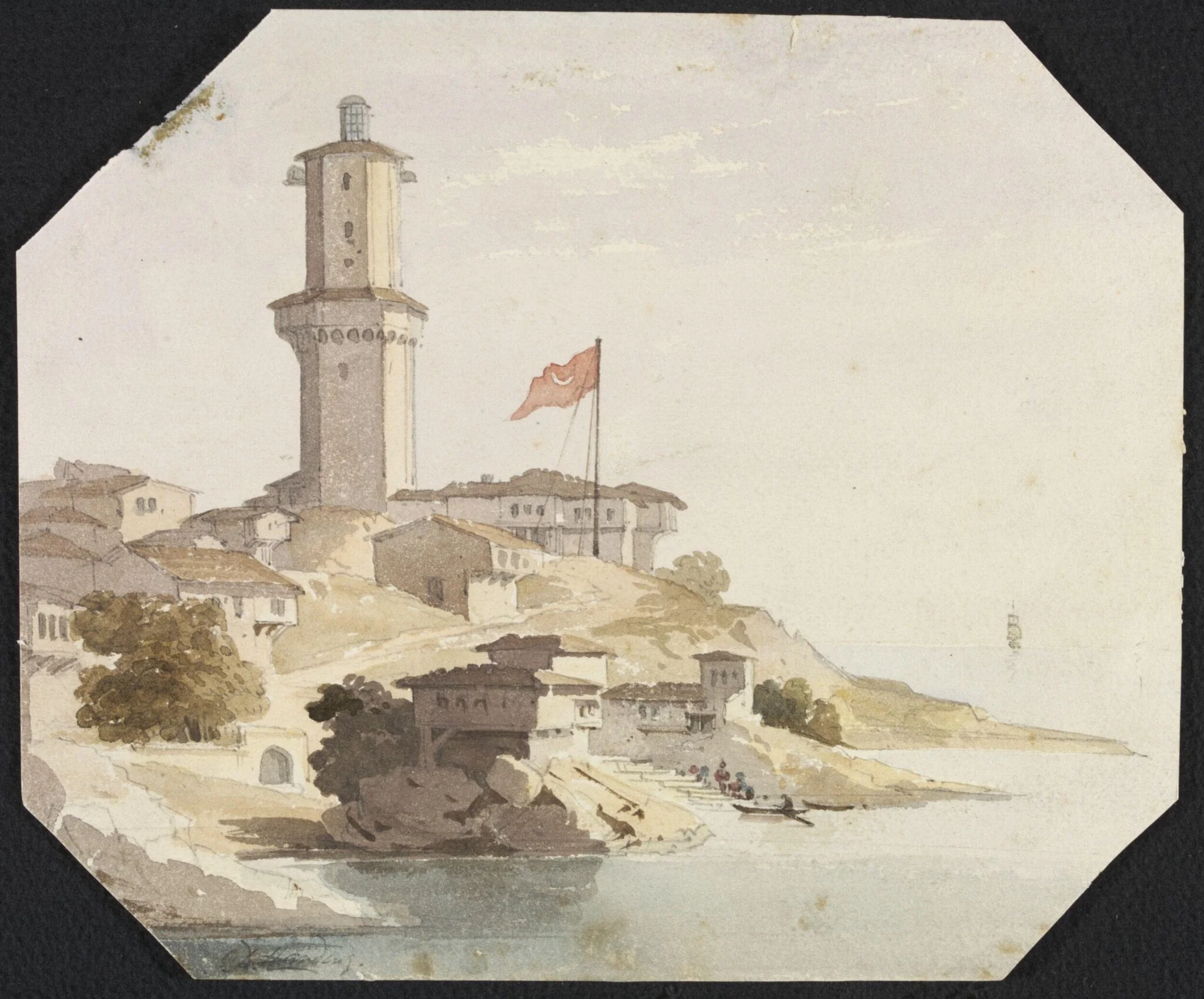 A Turkish Lighthouse, possibly Rumeli Feneri on the Upper Bosphorus at the entrance to the Black Sea