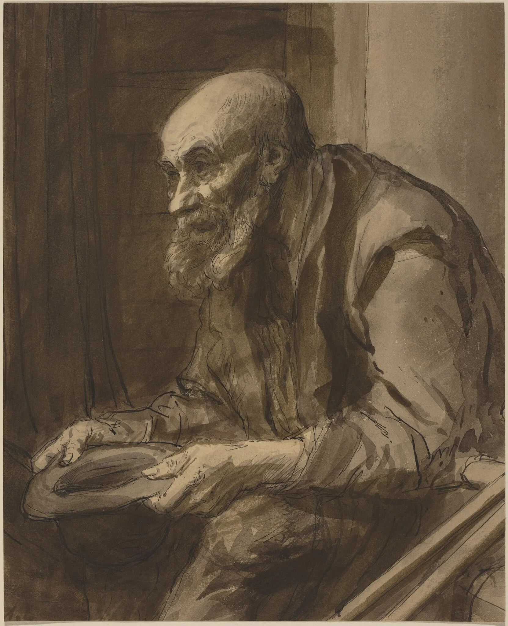 Beggar with Crutches, by Alphonse Legros, ink, 1874