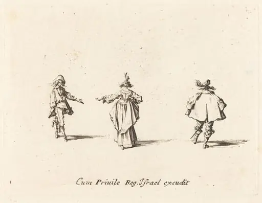 Lady with Outstretched Arm, Seen from Behind, and Two Gentlemen