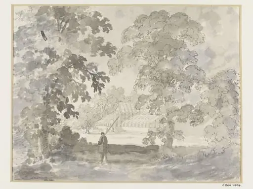 Drawing of Gardens and Greenhouse