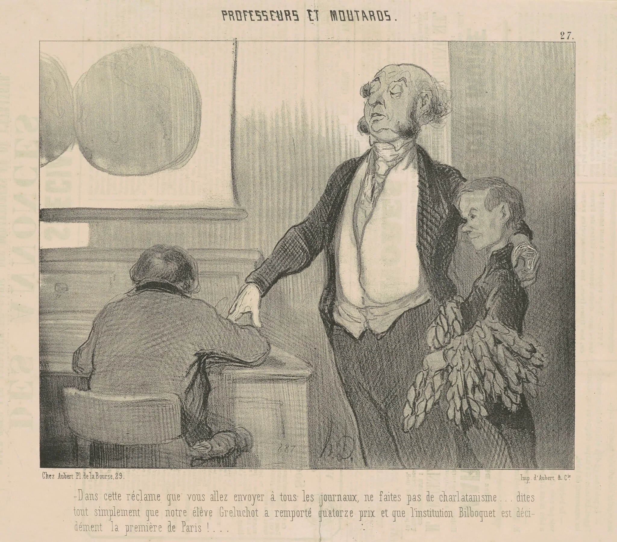 Dans cette réclame que vous allez envoyer ..., by Honoré Daumier, ink, 1846