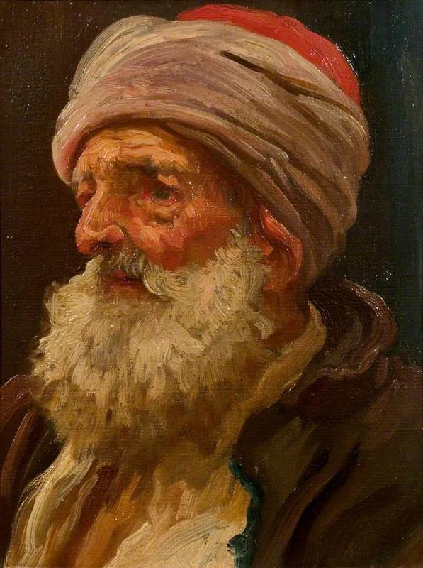 Head of an Elderly Arab, by Frederic Leighton, oil, 1870