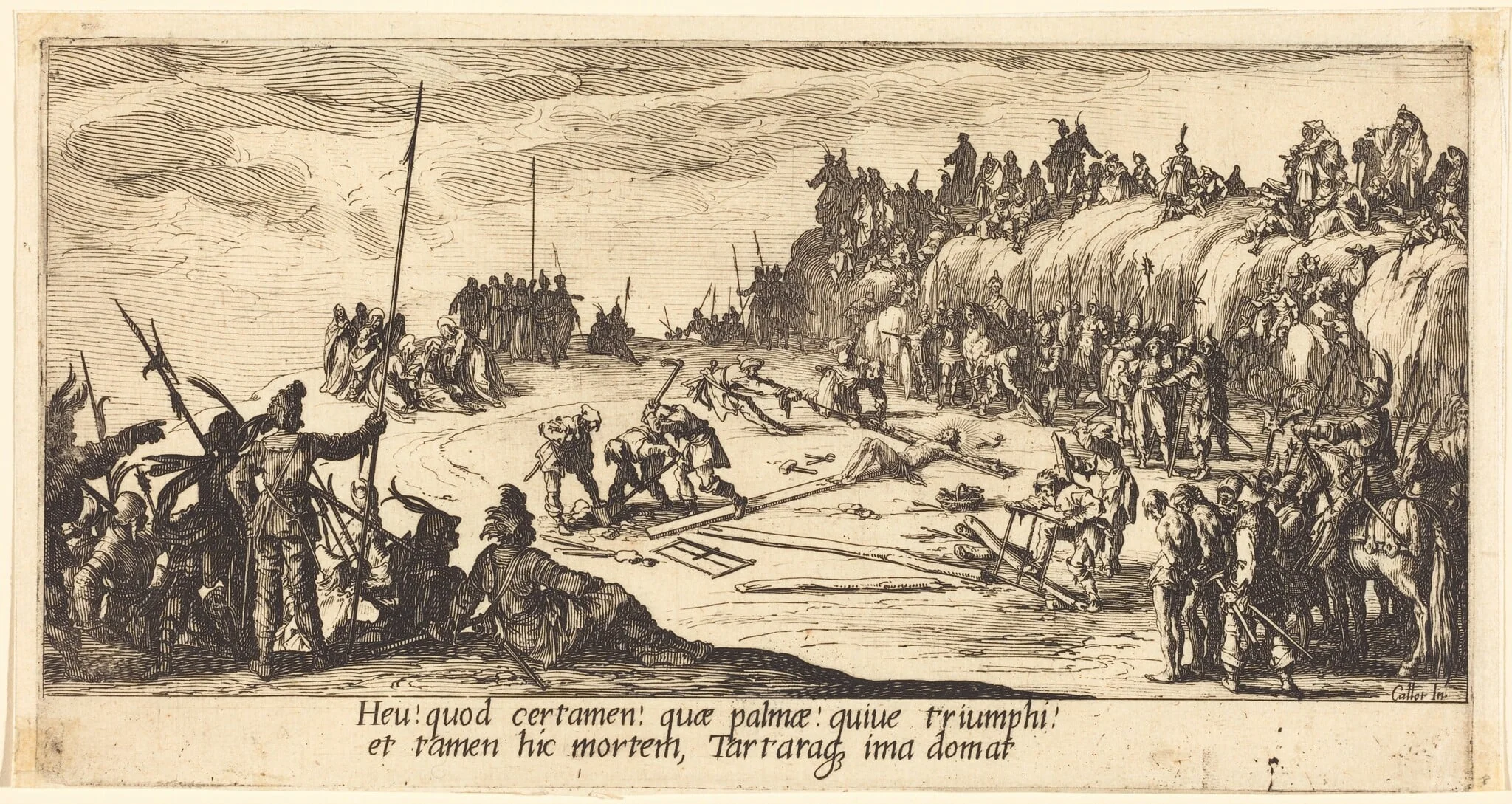 The Nailing to the Cross, by Jacques Callot, ink, 1618