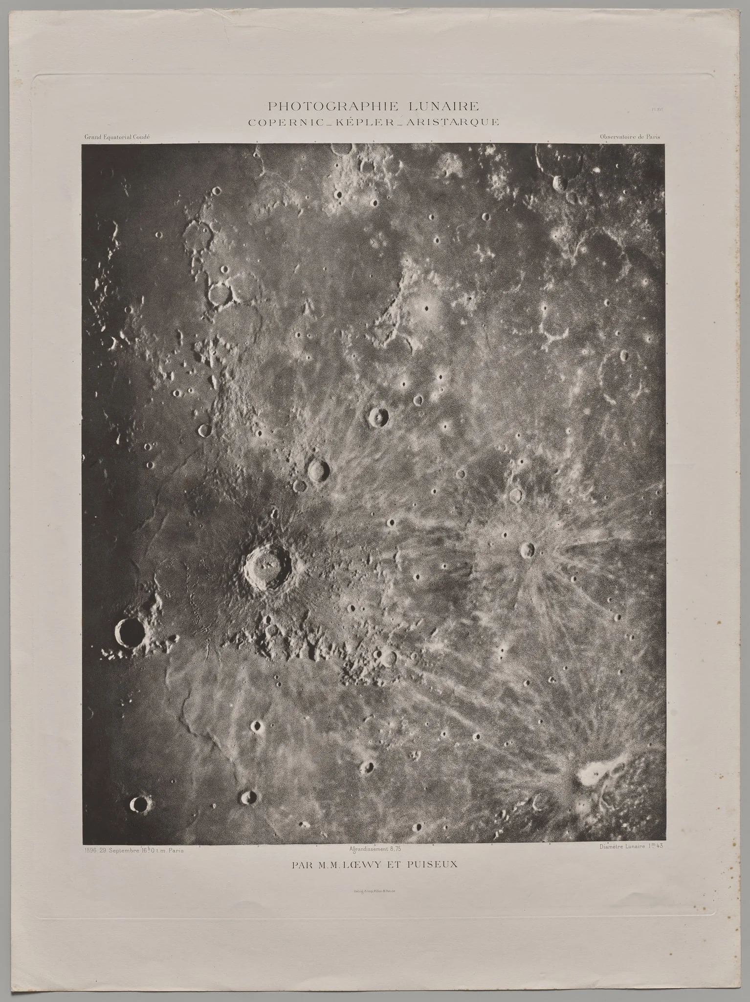 Photographie Lunaire: Copernic-Képler-Aristarique, by Maurice Loewy, 1896
