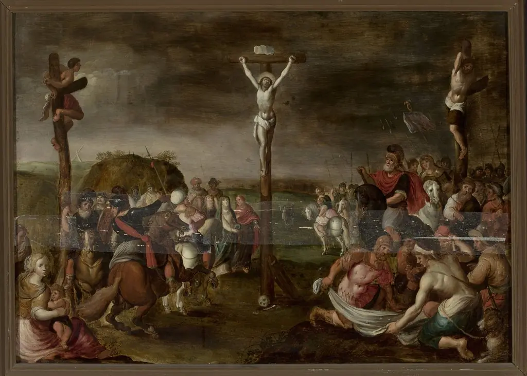 Crucifixion (Matthew 27:35-38; Mark 15:24-28; Luke 23:33; John 19:18-20)