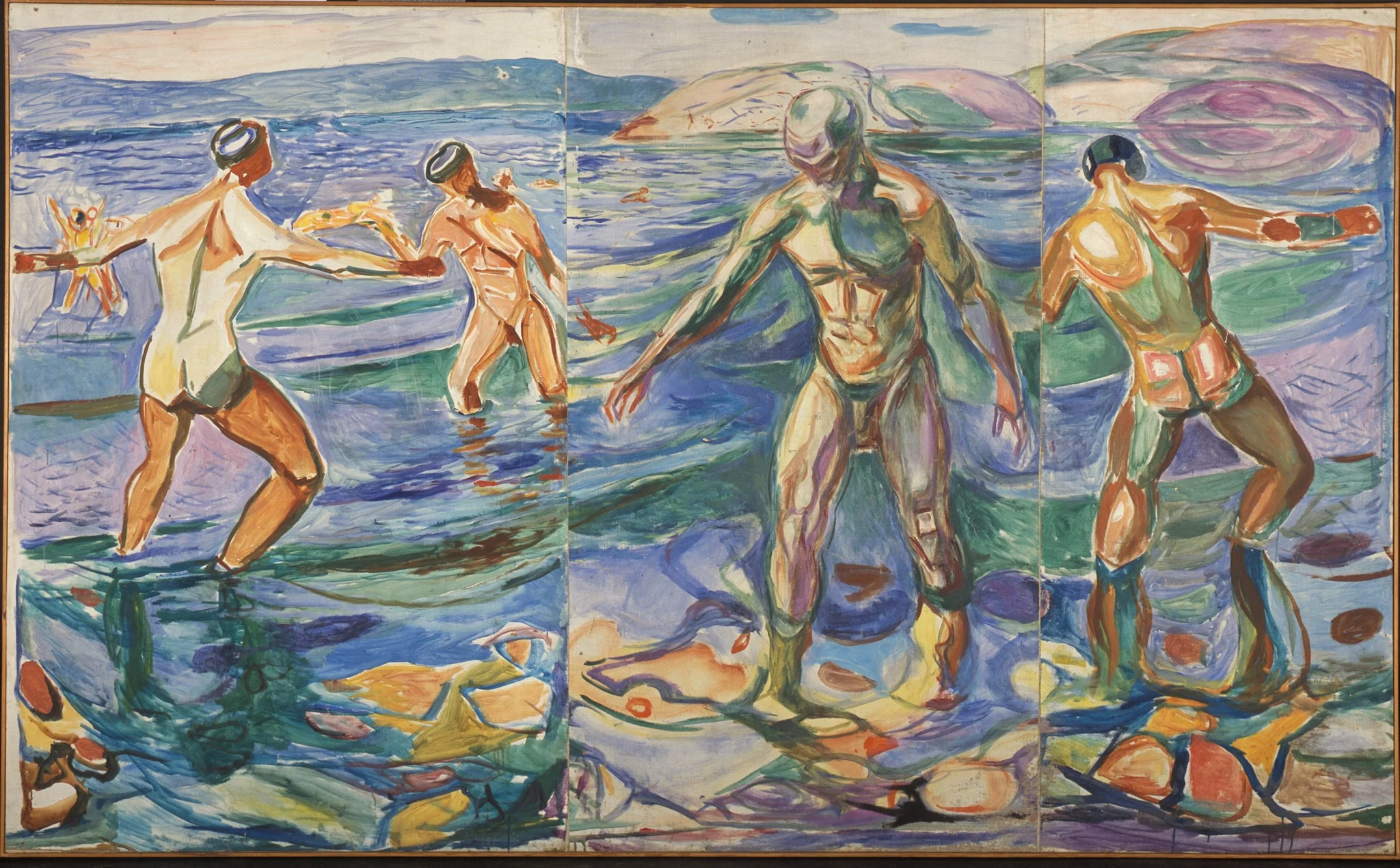 Bathing Men, by Edvard Munch, oil, 1926