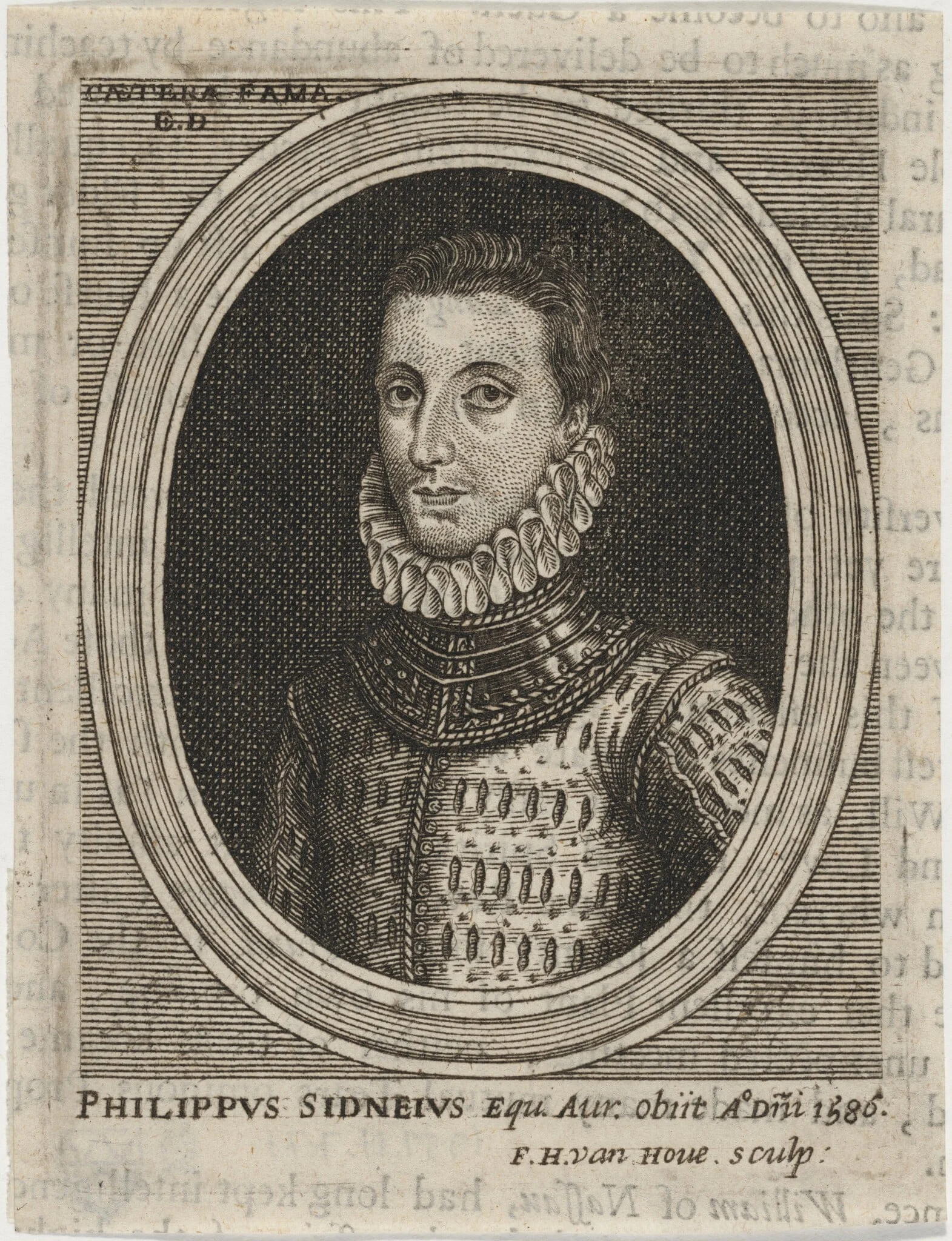 Sir Philip Sidney, by Frederik Hendrik van den Hove, ink, 1663