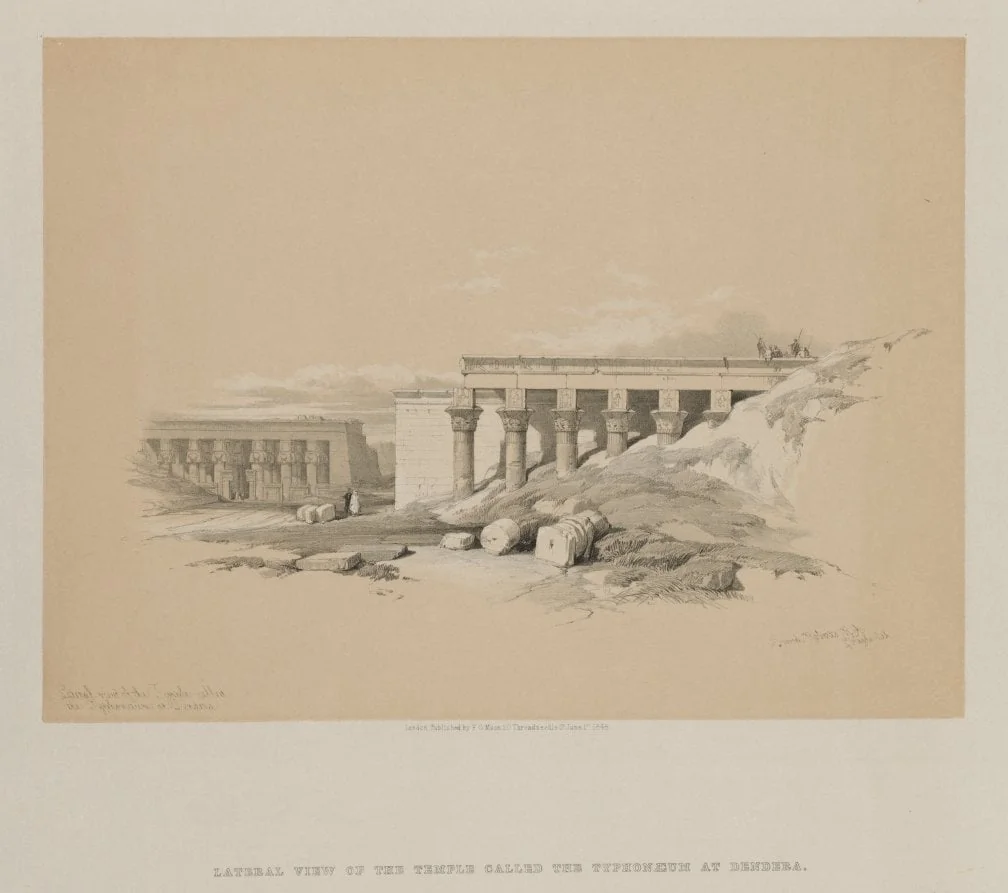 Egypt and Nubia, Volume II: Lateral View of the Temple called The Typhonoeum at Dendera, by Louis Haghe, 1848