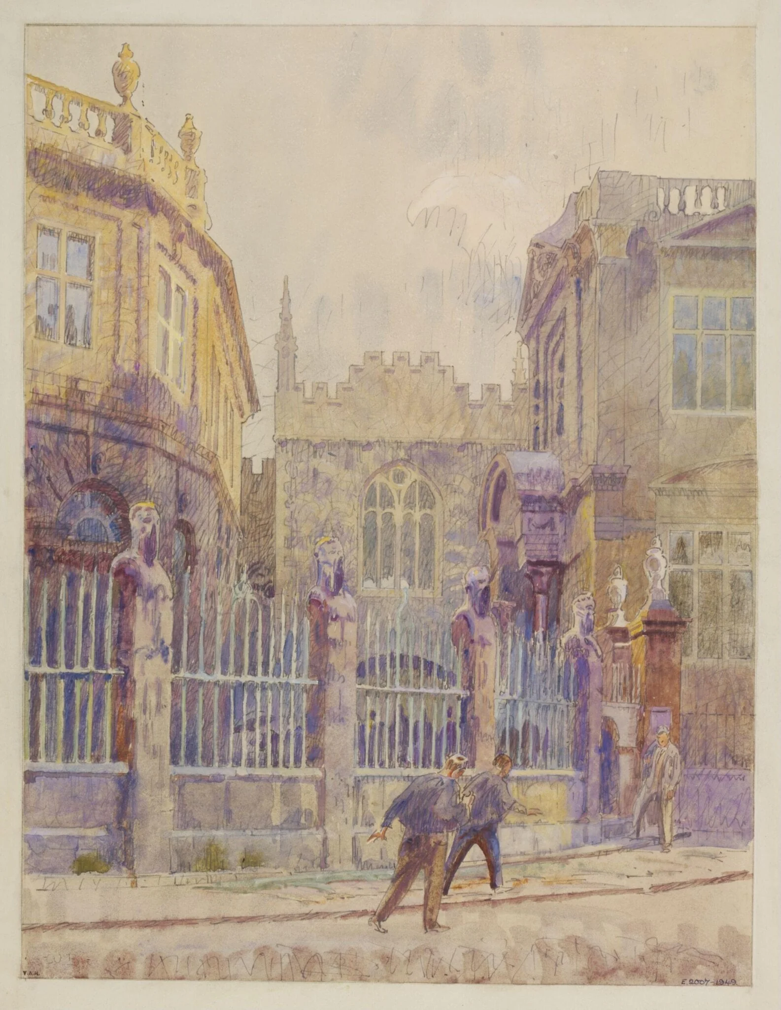 Corner of the Sheldonian, Oxford, by Walter Bayes, watercolor, 1940