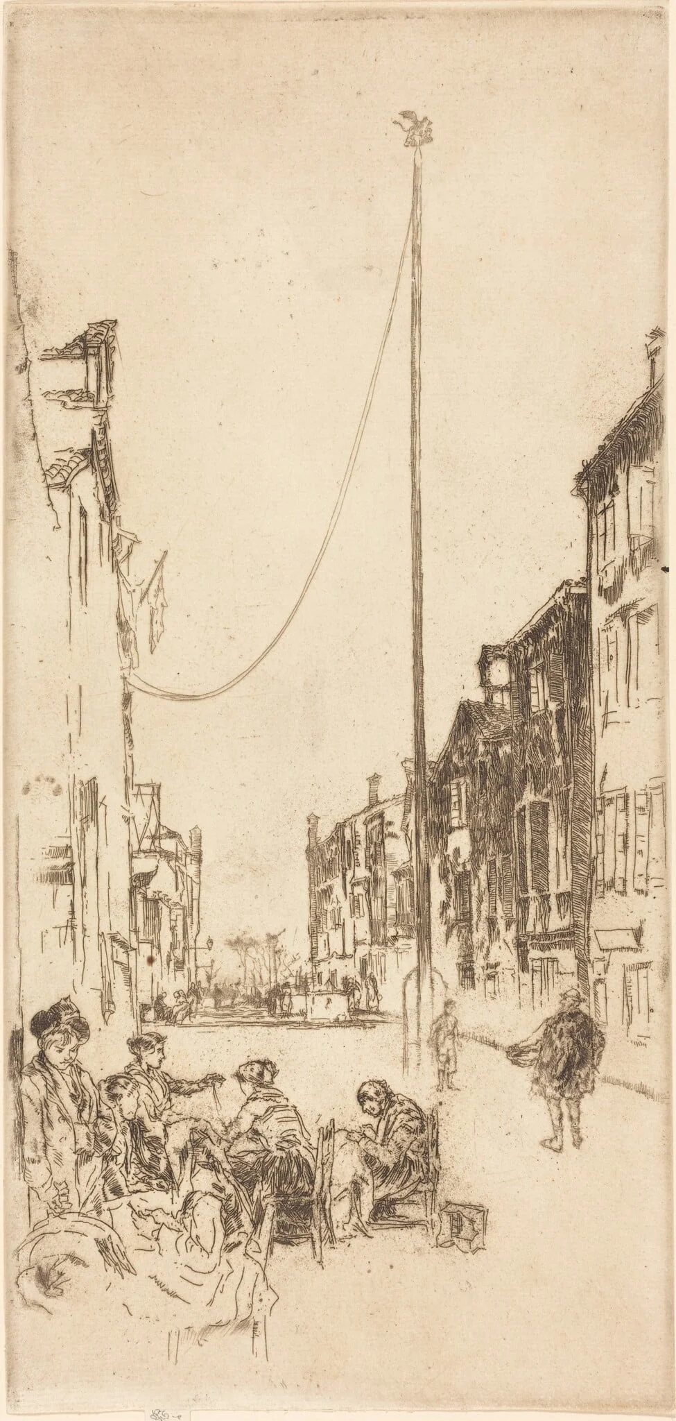 The Venetian Mast, by James McNeill Whistler, ink, 1880