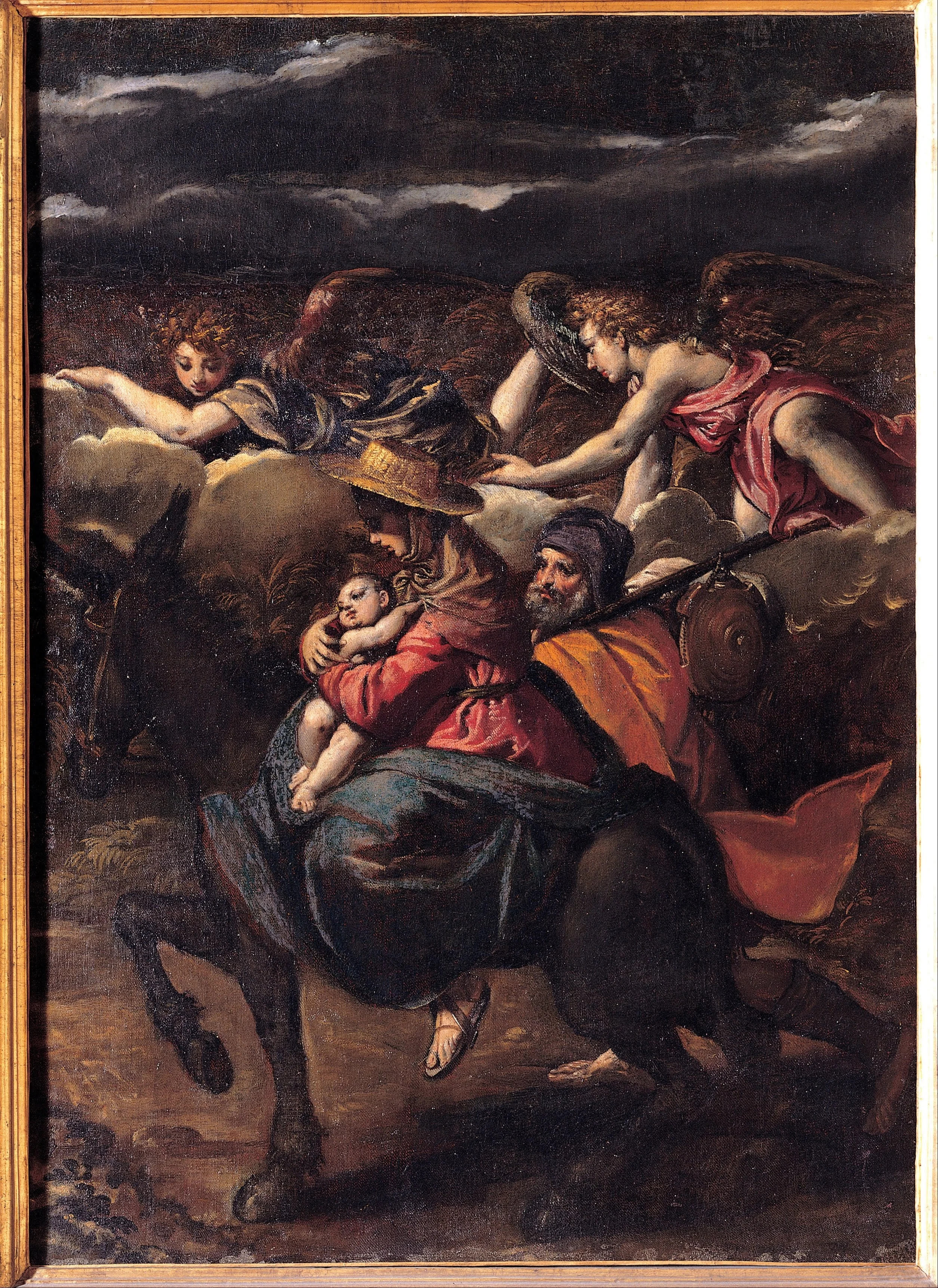 Flight into Egypt, by Scarsellino, oil, 1593