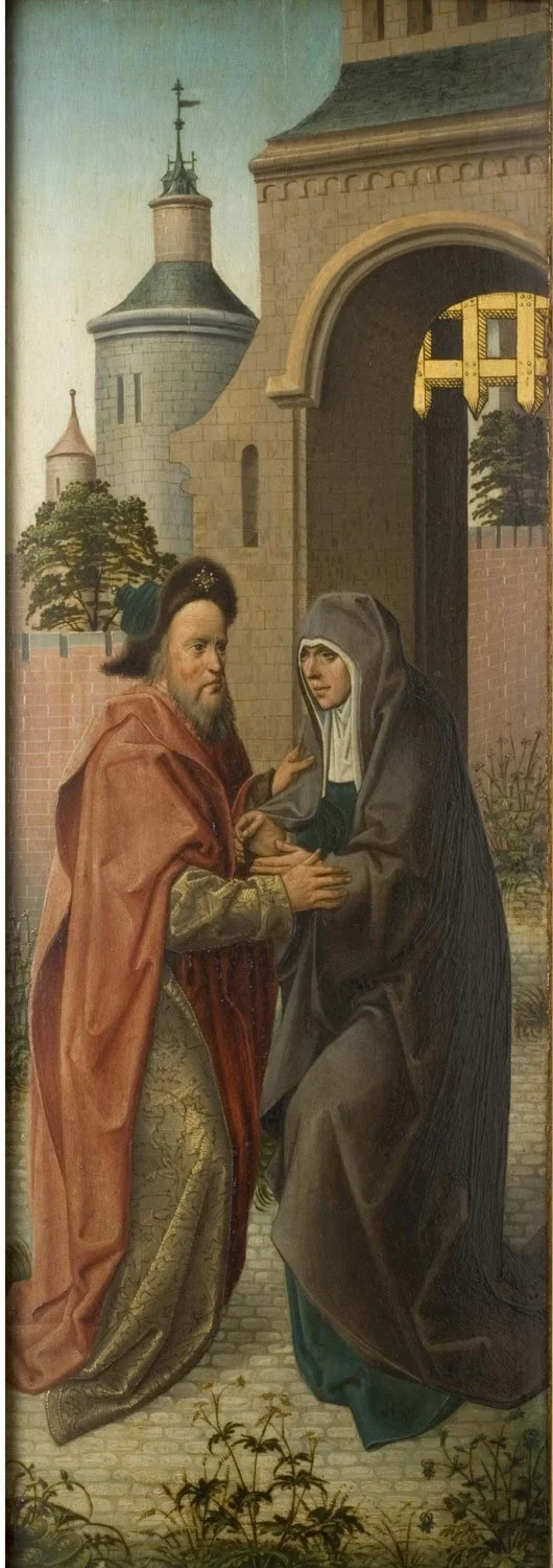 The Meeting at the Golden Gate, by Unknown, oil, 1500