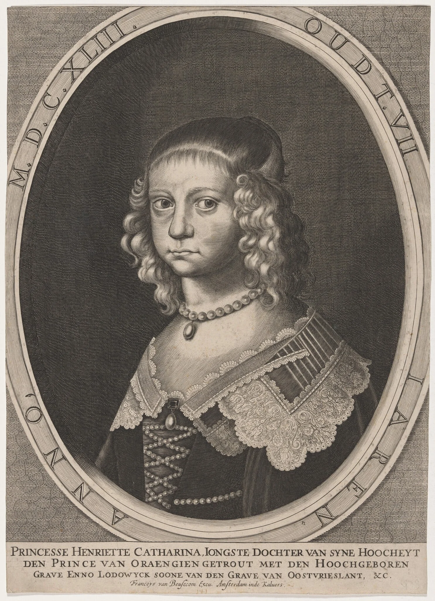 Princess Henriette Catharine of Orange, by Unknown 19th Century, ink, 1643