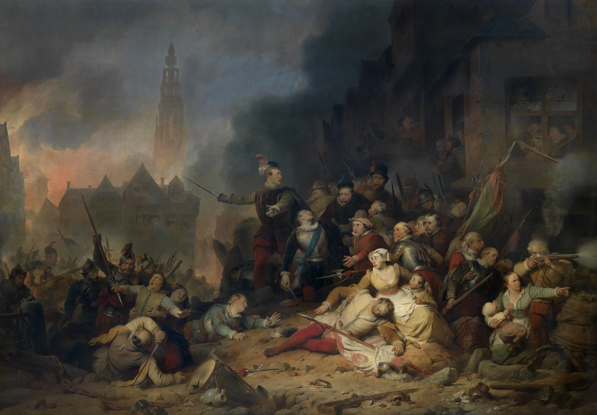 The Spanish Fury in Antwerp, by Ferdinand de Braekeleer the Elder, oil, 1835