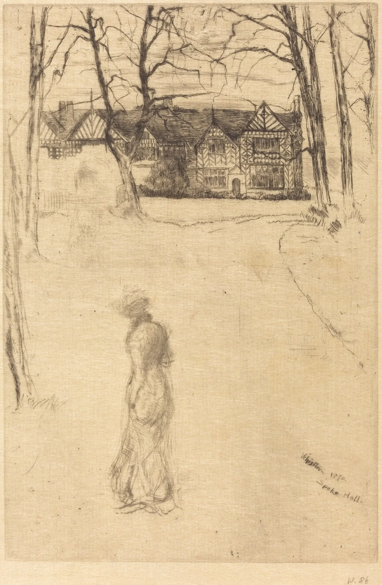 Speke Hall, No.1, by James McNeill Whistler, ink, 1870