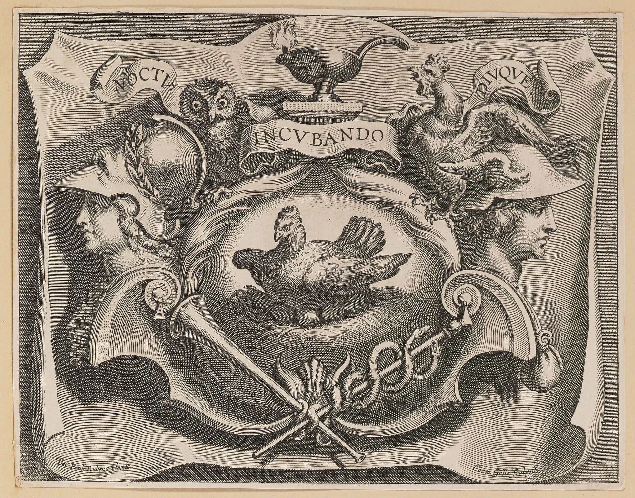 Vignette for the Title Page of Martinus Bonacina, Opera Omnia, by Cornelis Galle I, ink, 1632