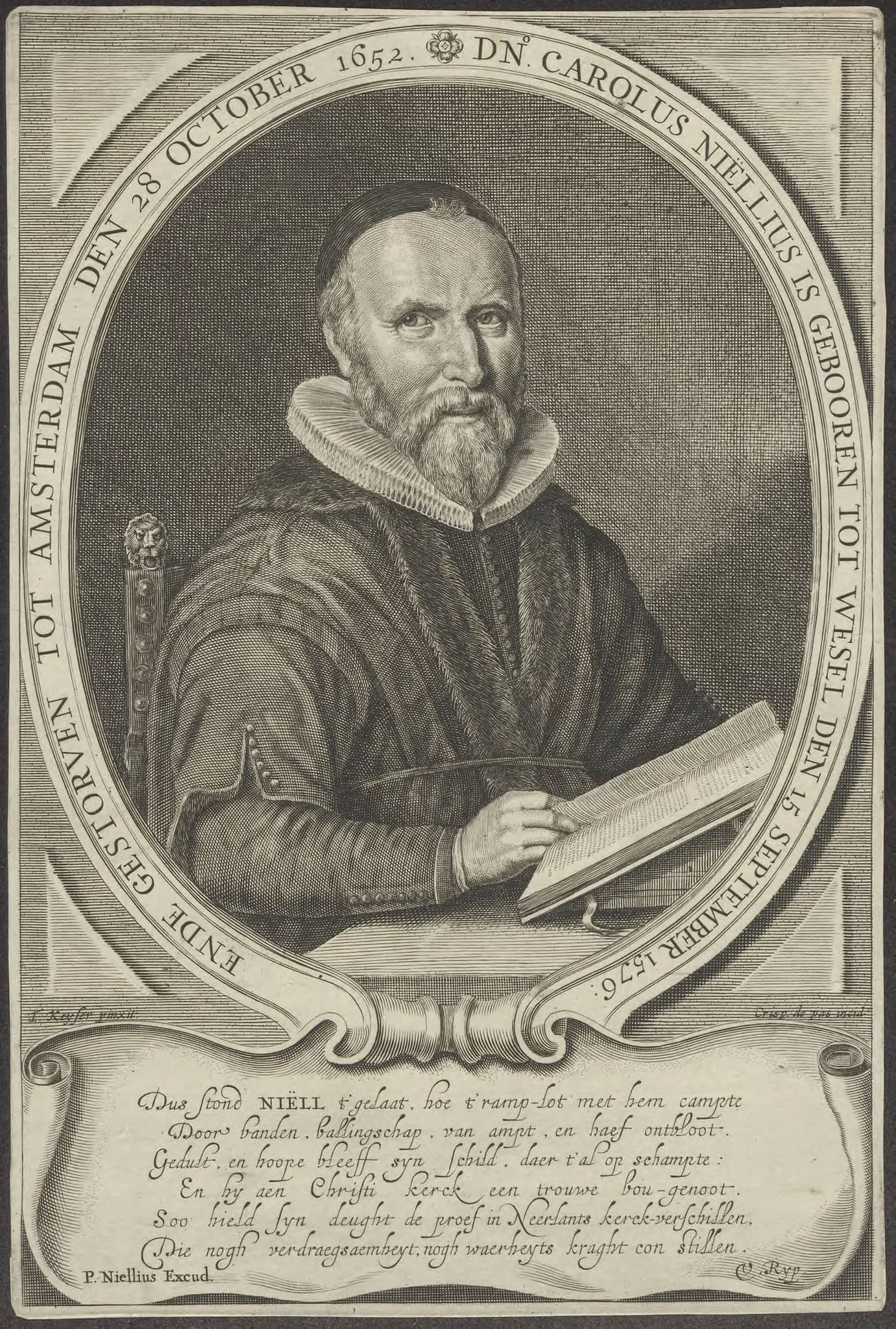 Portrait of Carolus Niëllius, Remonstrant minister