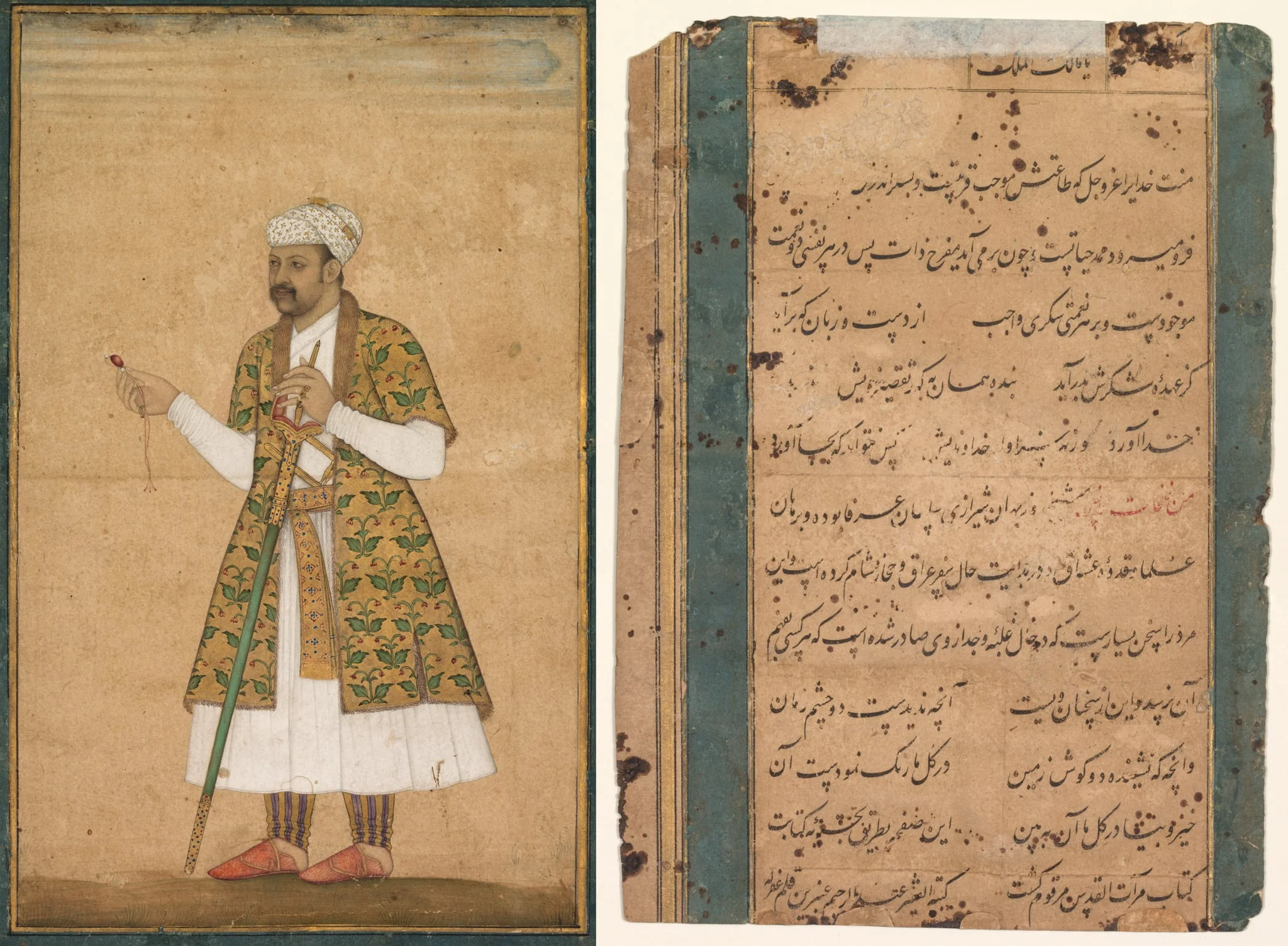 A Courtier, Possibly Khan Alam, Holding a Spinel and a Deccan Sword, by Govardhan, unspecified, 1608