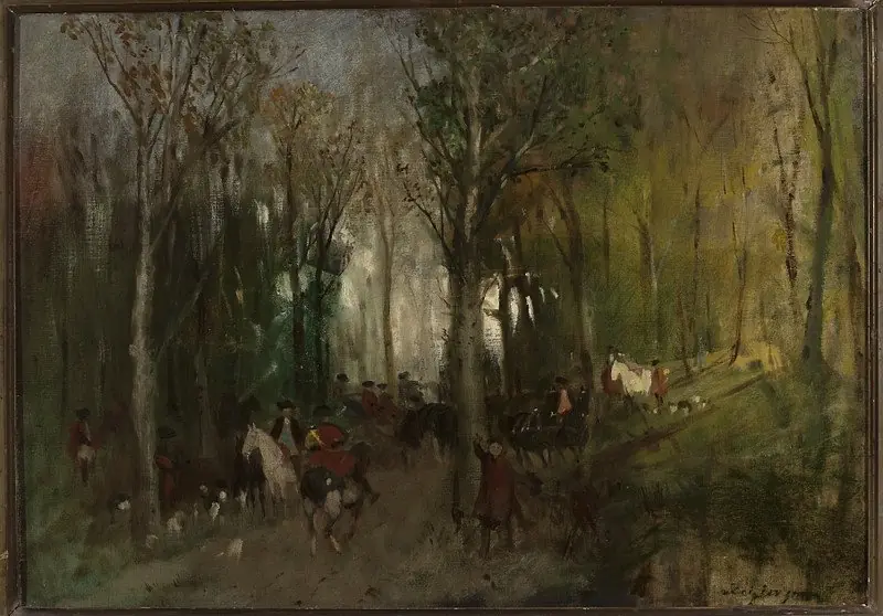 Departure for hunting, sketch