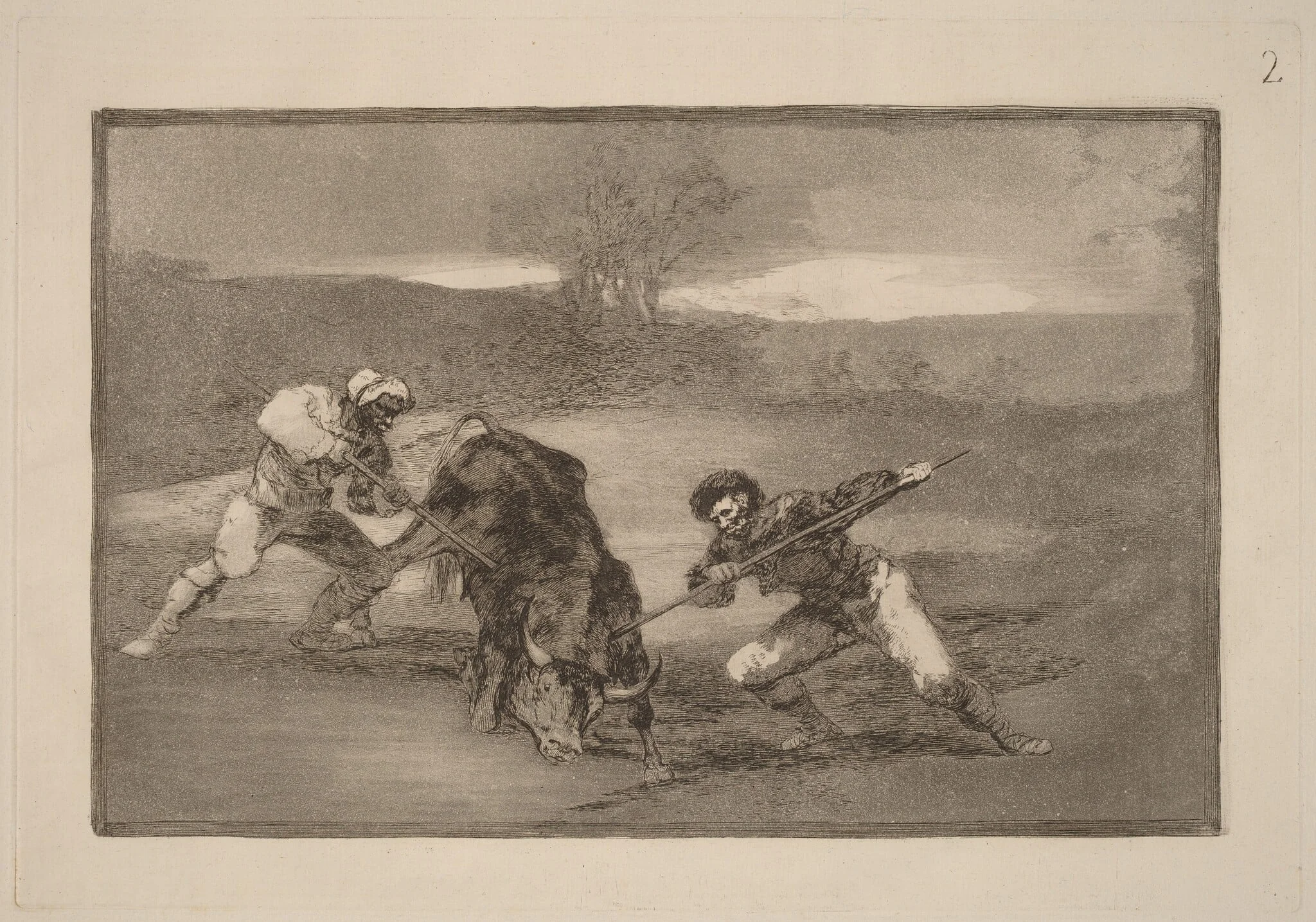 Otro modo de cazar a pie (Another Way of Hunting on Foot), by Francisco Goya, ink, 1816
