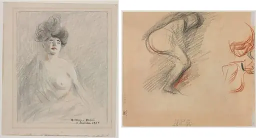 Courtesan (recto) Figure Sketches (verso)