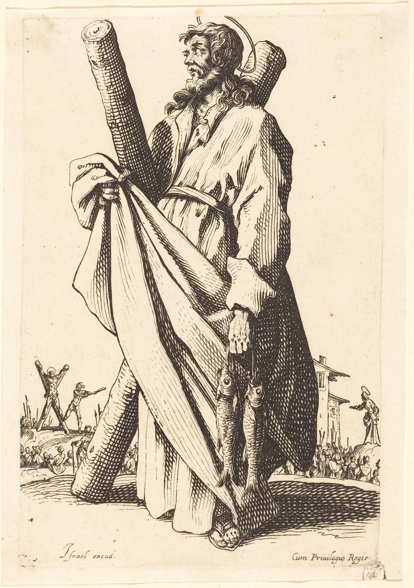 Saint Andrew, by Jacques Callot, ink, 1631
