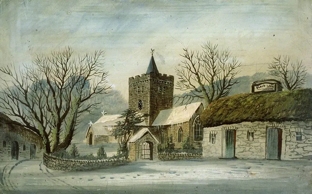 Llanbadarn Fawr Church and 'Black Lion' Inn
