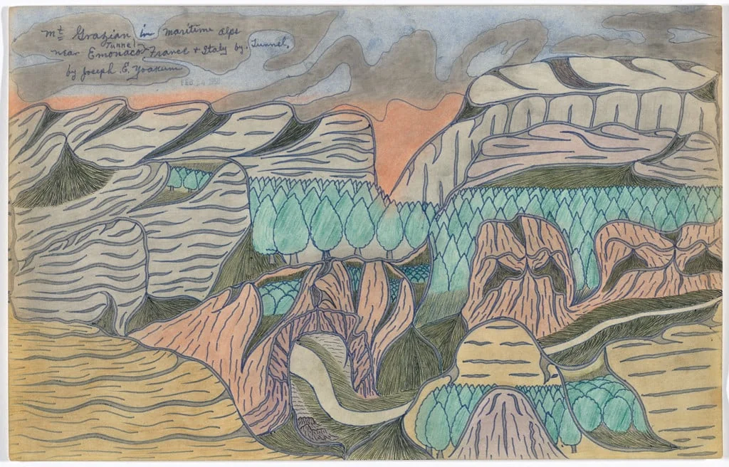 Untitled, by Joseph E. Yoakum, graphite, 1958