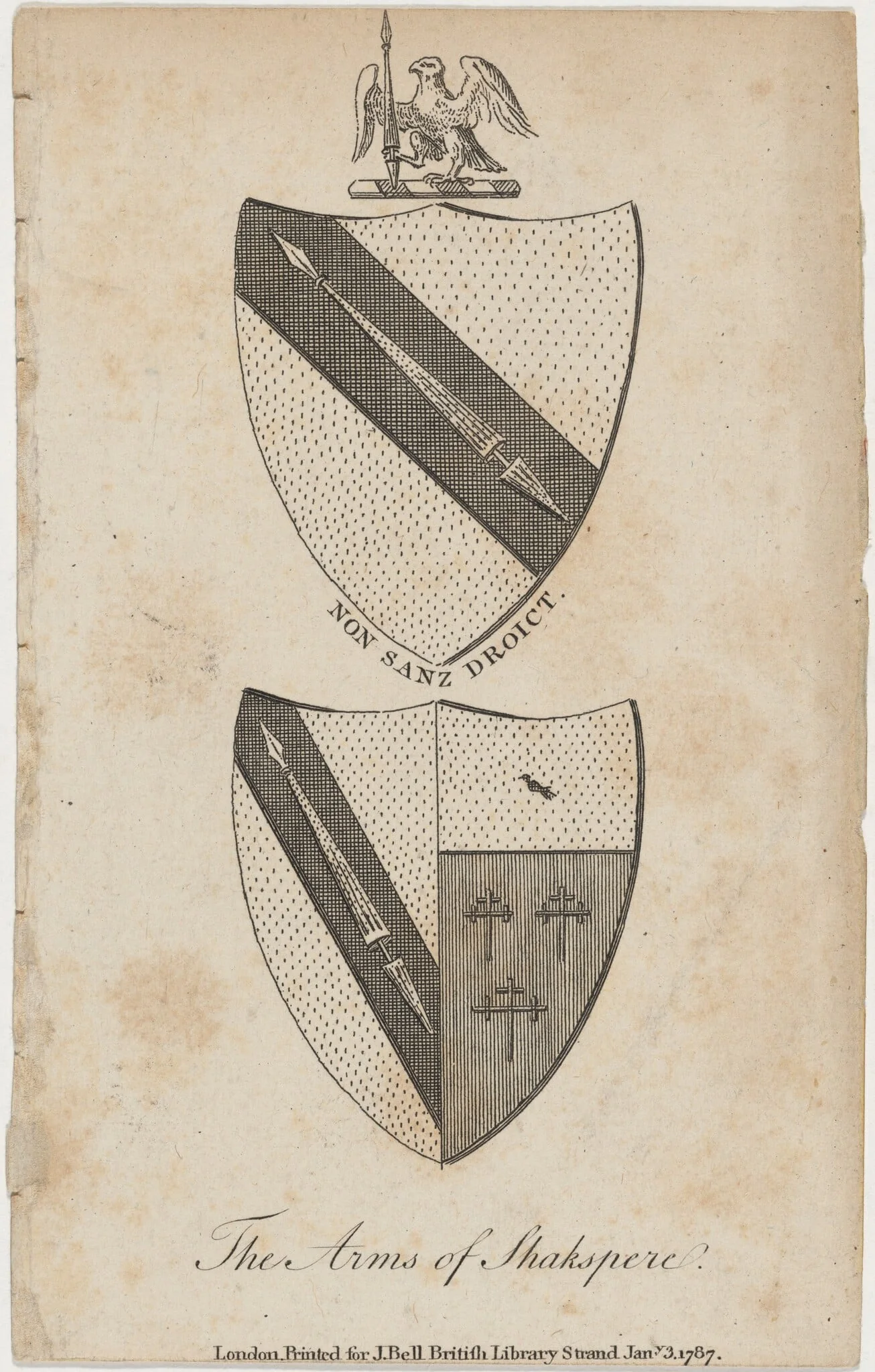 Coat of Arms of Shakespeare, by Unknown 19th Century, 1850