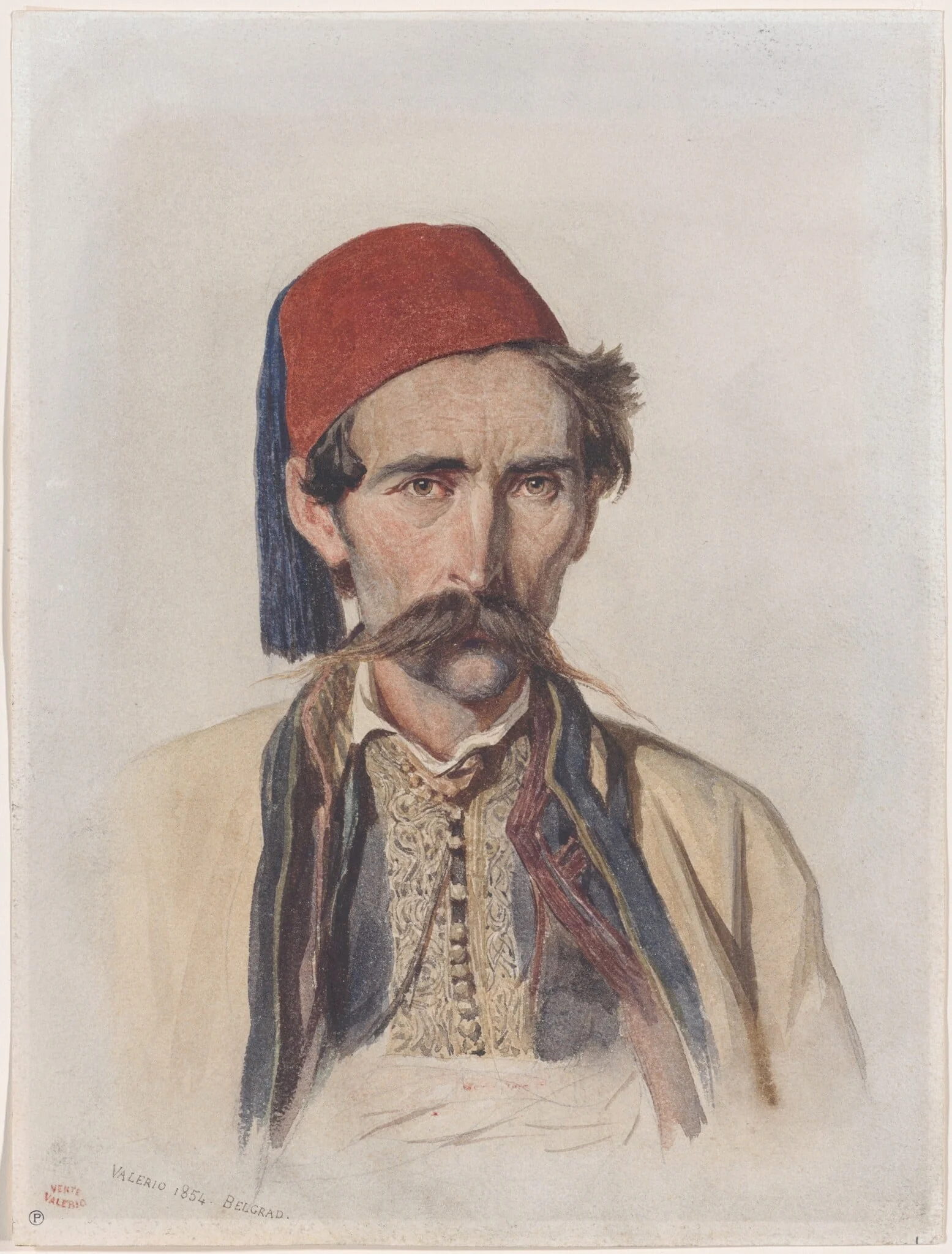 Moustachioed Slav in Belgrade, by Théodore Valerio, graphite, 1854