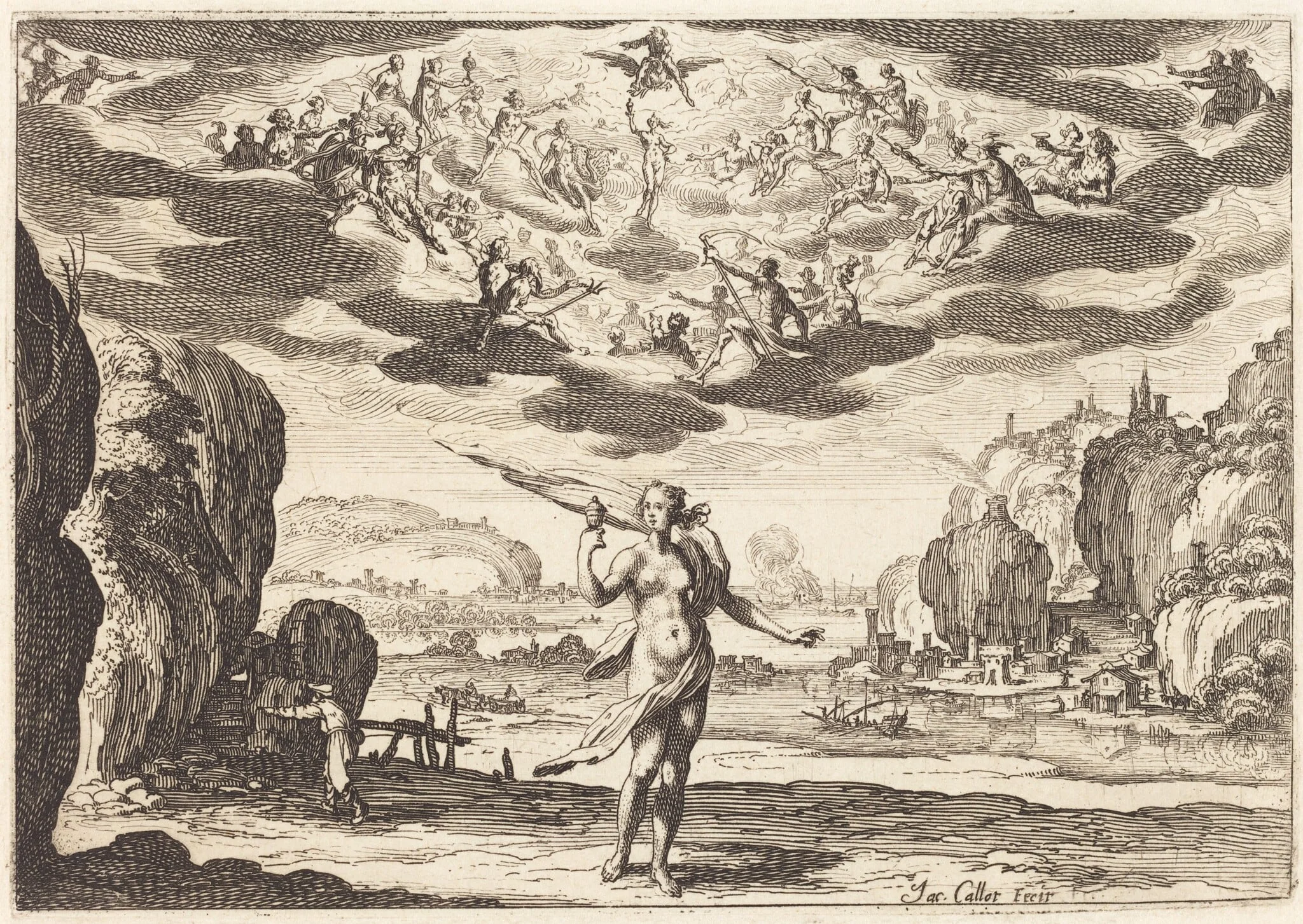 Pandora, by Jacques Callot, ink, 1625