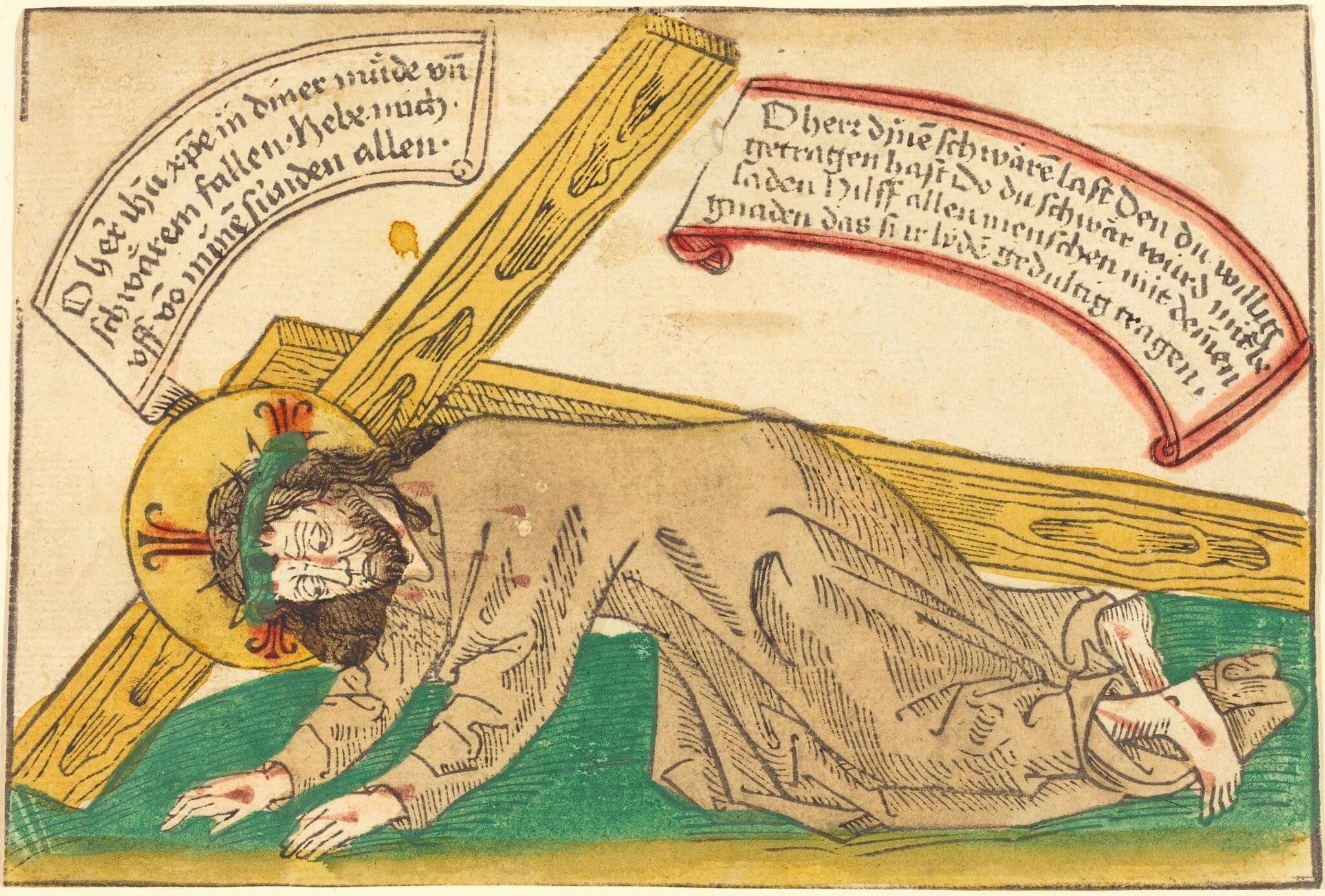 Christ Falling Under the Weight of the Cross, by German 15th Century, ink, 1485