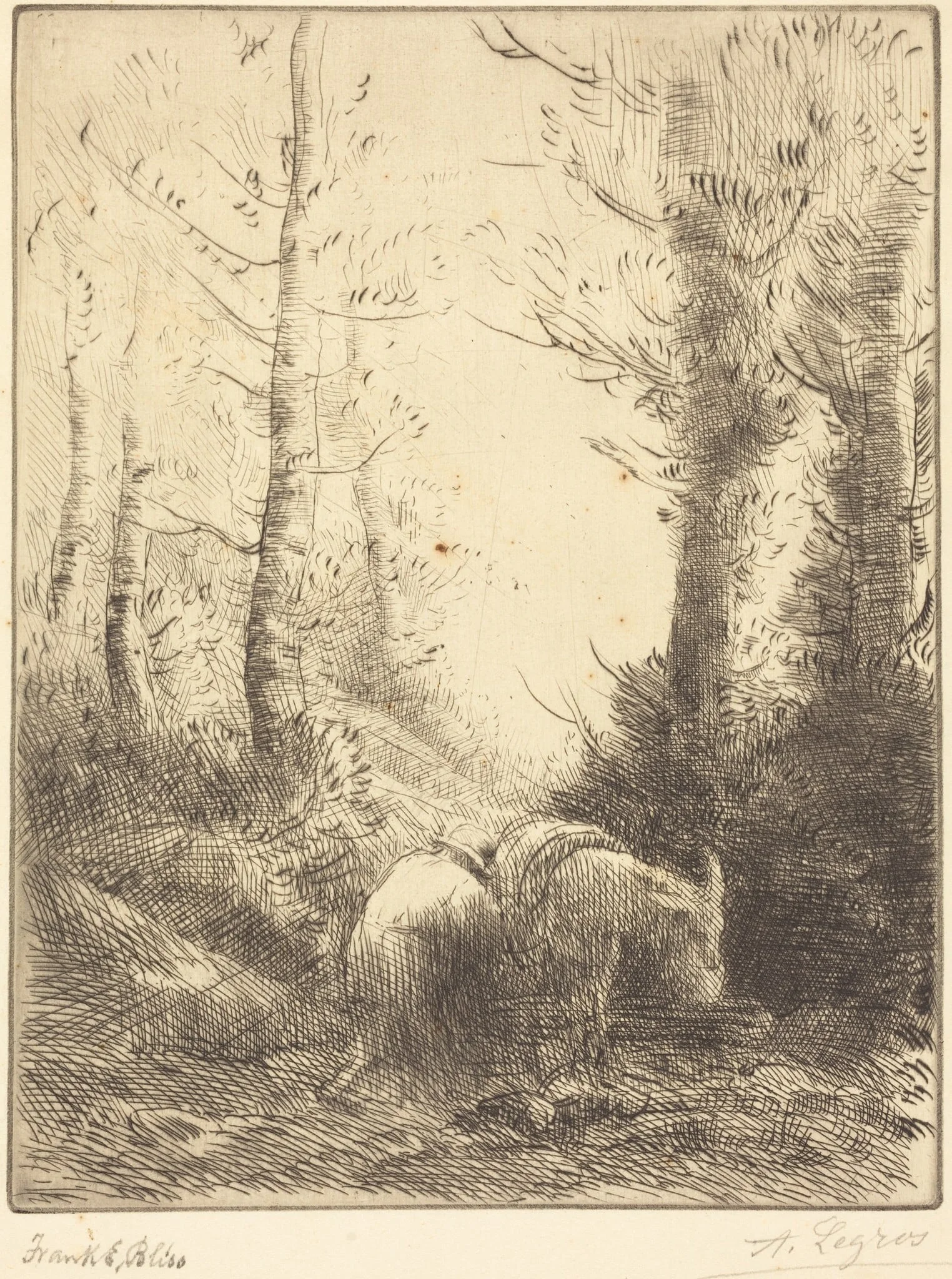 Farmer and His Donkey (Le fermier et son ane), by Alphonse Legros, ink, 1874