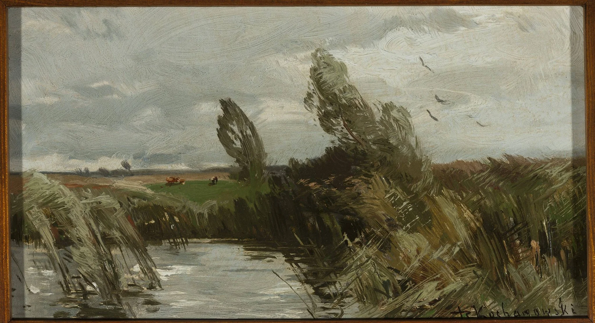 Landscape with water and bulrush