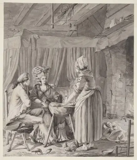 Elegant Couple Lunching in a Country Cottage