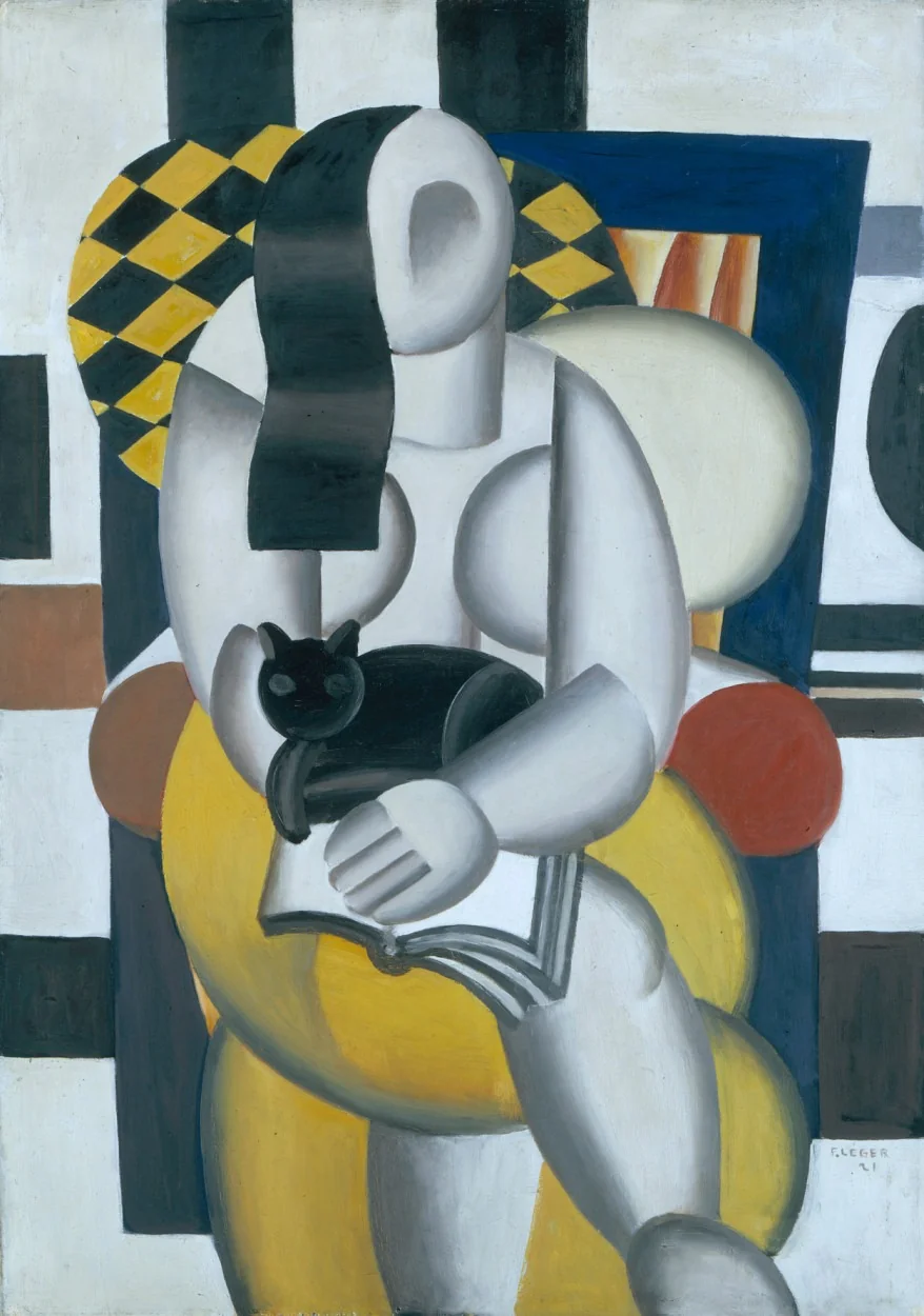 Woman with cat, by Fernand Léger, oil, 1921