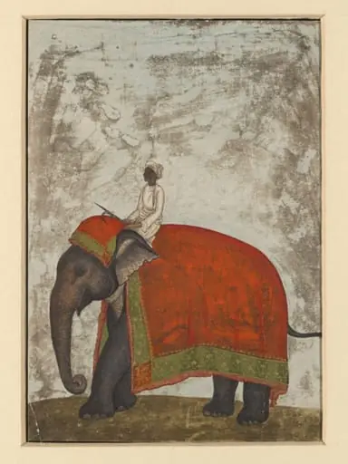 One of six figures from the Mughal emperor's ceremonial procession on the occasion of the Id.
