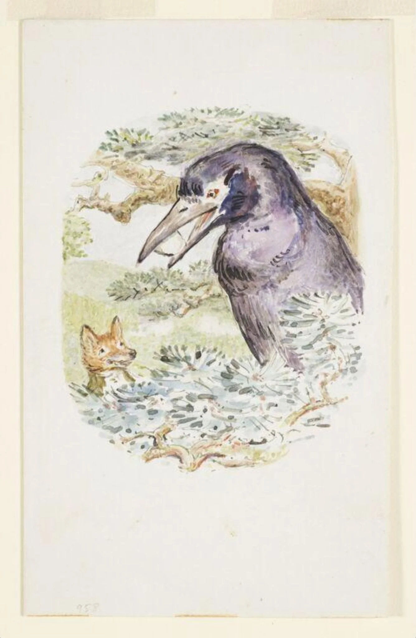 The Fox and the Crow, by Beatrix Potter, watercolor, 1919