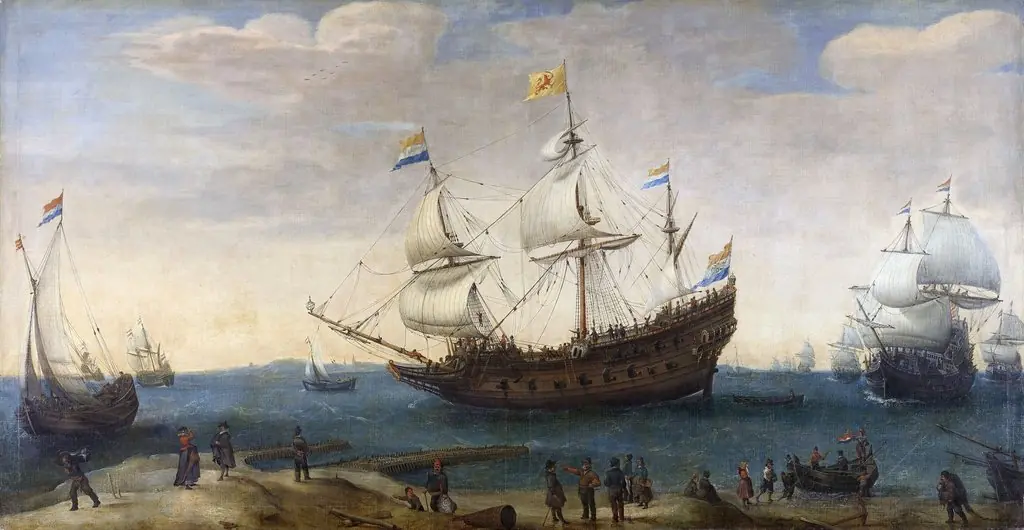 East Indiamen off a coast