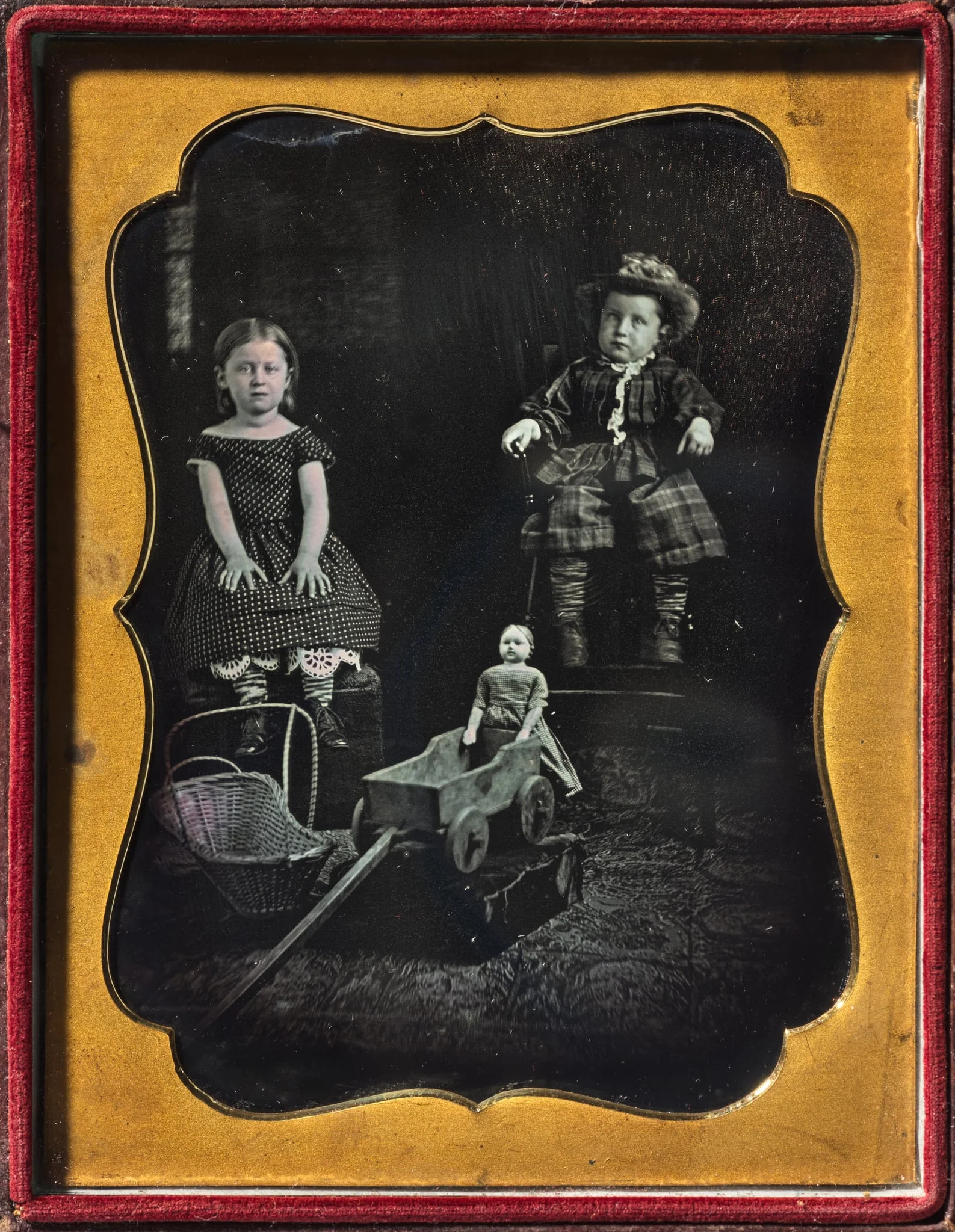 Two Children with Toys, by Unidentified Photographer, 1855