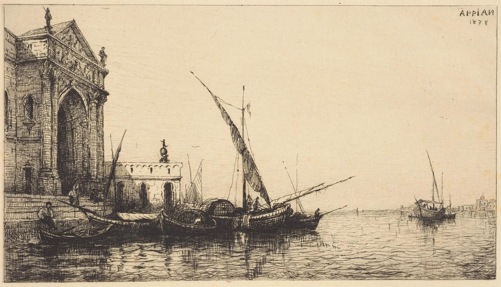 At Venice, by Adolphe Appian, ink, 1878