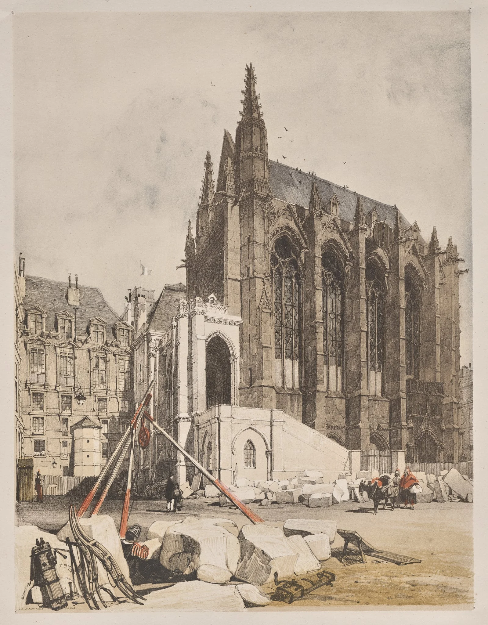 Picturesque Architecture in Paris, Ghent, Antwerp, Rouen:  La. Ste Chapelle, Paris, by Thomas Shotter Boys, 1839