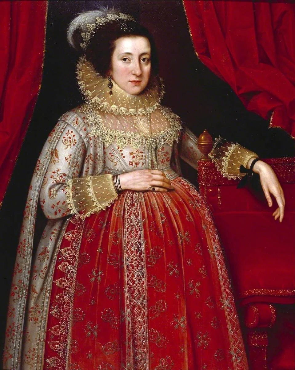 Portrait of a Woman in Red, by Marcus Gheeraerts the Younger, oil, 1620