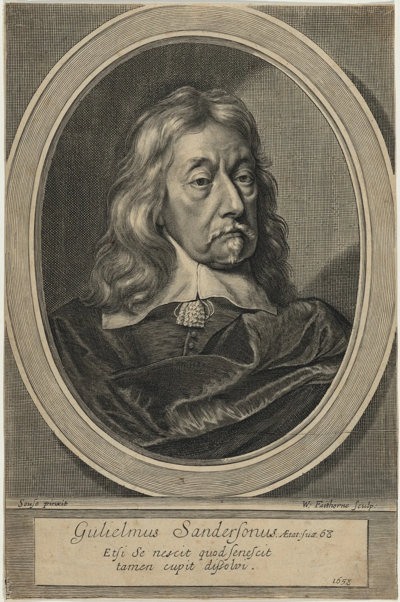 Sir William Sanderson, by William Faithorne, ink, 1658