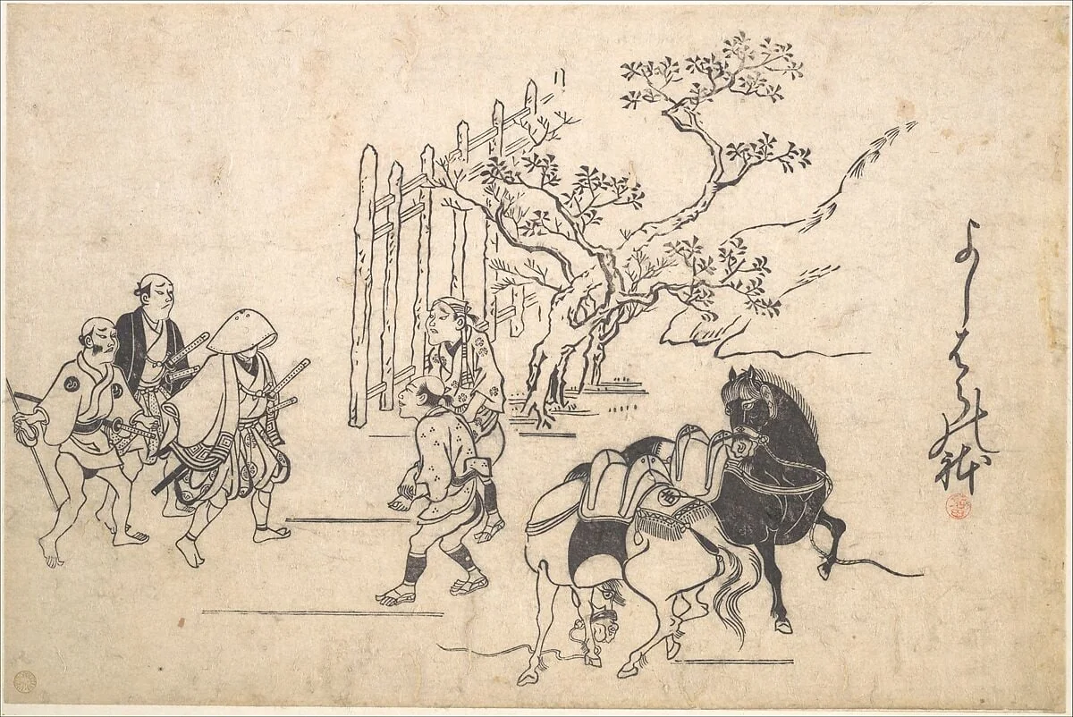 Untitled, by Hishikawa Moronobu 菱川師宣, ink, 1680