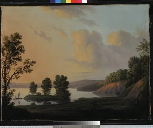 View of the Manor of Dronninggaard across Lake Fure, North Zealand.