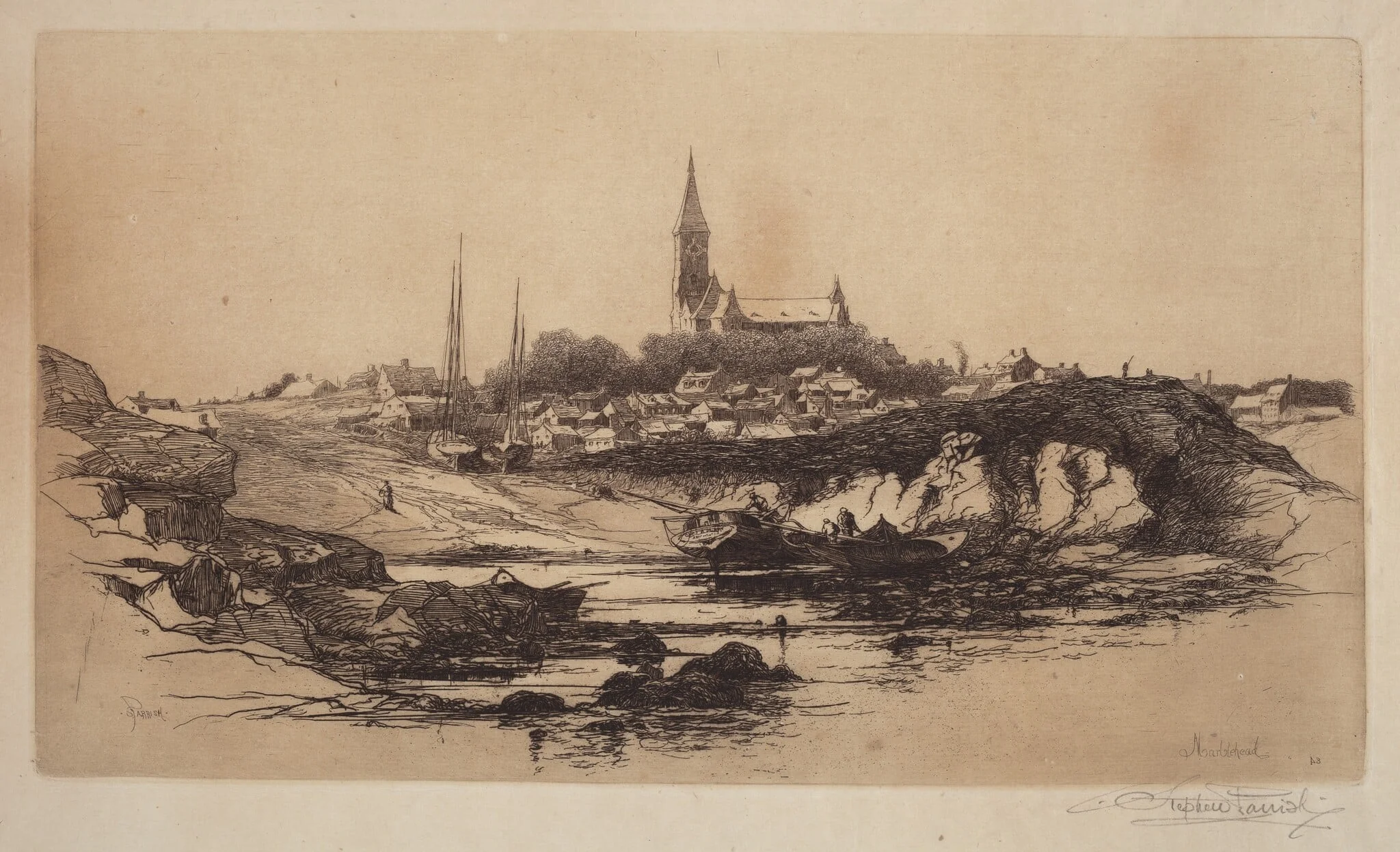 Marblehead, by Stephen Parrish, ink, 1881
